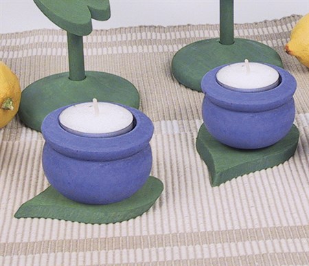 Ljusstake med blad blå 47 mm