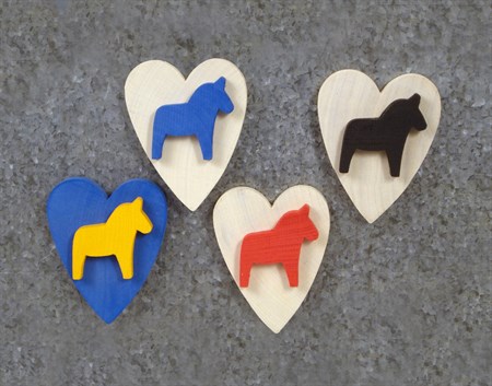 Hjärta magnet m häst svart-vit