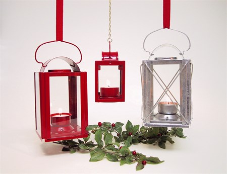 Lykta rödlackerad metall 105mm - Slutsåld!